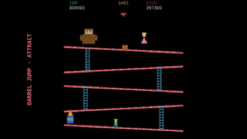 Barrel Jump screensaver — Climb the girders, hop the barrels.