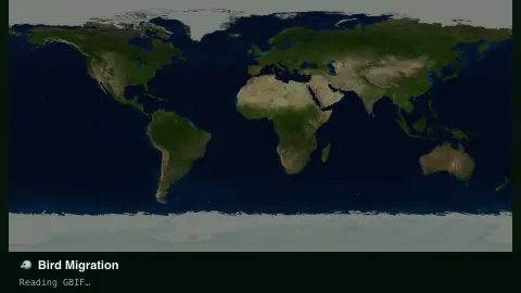 Bird Migration Map screensaver — Live migratory bird sightings, world map.