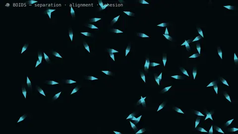 Boids Flocking screensaver — Craig Reynolds' real three rules, flocking a crowd of birds.