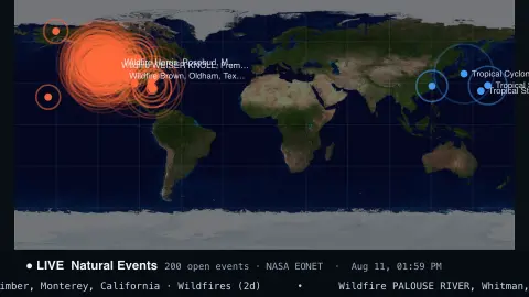 Natural Events screensaver — Earth's natural events, live.