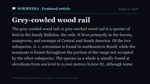 Featured Article screensaver — Wikipedia's article of the day.