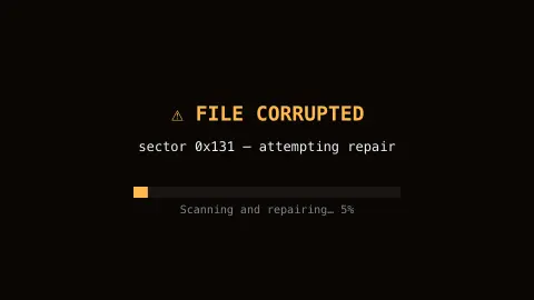 Corrupted File Warning screensaver — A convincing fake corrupted-file warning screen.