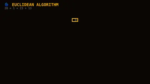 Euclidean GCD Spiral screensaver — A real ancient algorithm, nesting squares down to the GCD.