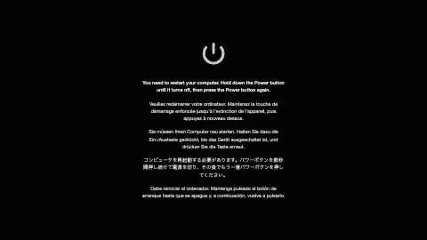 Mac Kernel Panic screensaver — You need to restart your computer.