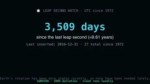 Leap Second Watch screensaver — The real history of every leap second added to civil time.