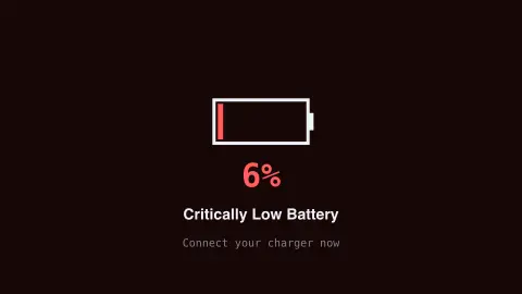 Low Battery Warning screensaver — A fake critical-battery lock screen.