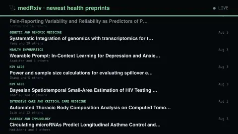 medRxiv Preprints screensaver — Health research before review.