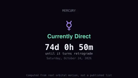 Mercury Retrograde Countdown screensaver — Real status, real countdown.