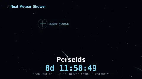 Meteor Shower screensaver — The next shower, with falling stars.