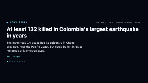 News Today screensaver — The day’s headlines, idling by.