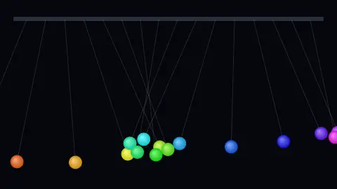 Pendulum Waves screensaver — Order, chaos, order again.
