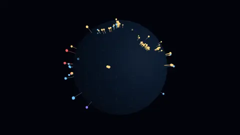Hypocentre Globe screensaver — Depth is the field flat maps discard.