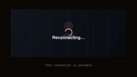 Reconnecting… screensaver — A fake video-call "reconnecting" freeze screen.
