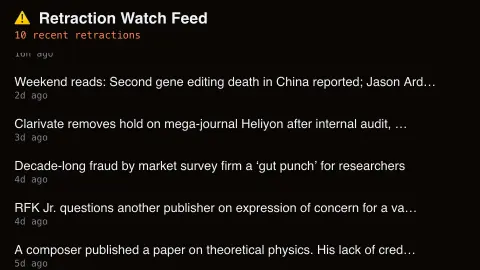 Retraction Watch Feed screensaver — Retracted papers, refreshed by the pipeline.