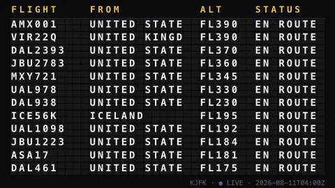 Departures Board screensaver — The clatter of a split-flap board.