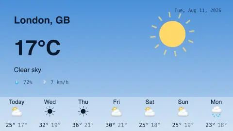 Weather screensaver — Your city’s sky, live.